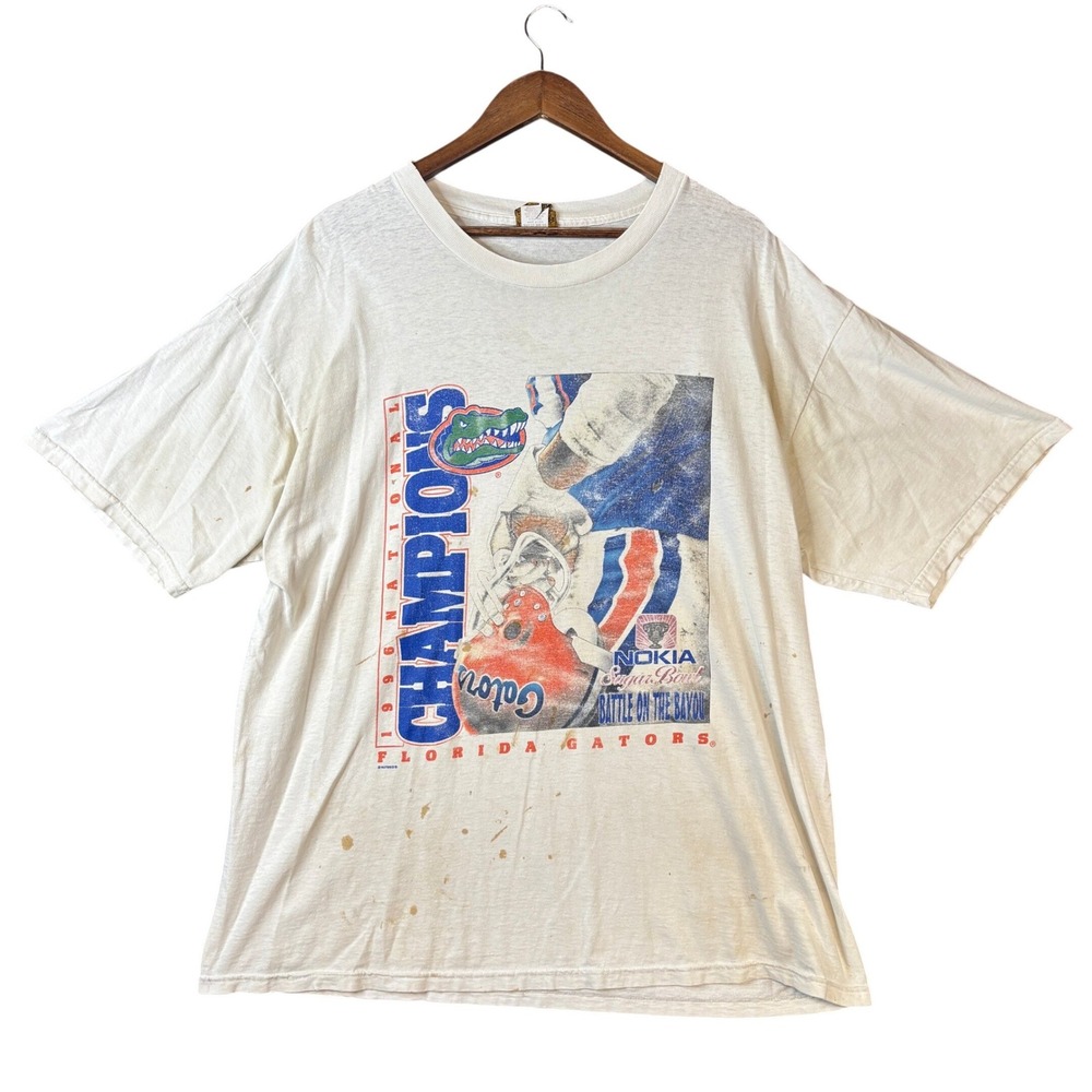 Vintage 1996 Florida Gators National Champions Nutmeg T-Shirt 2XL White